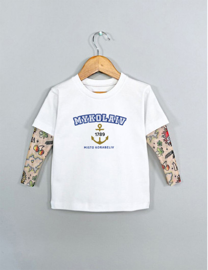 Футболка з тату-рукавами Дрейк Ukraine біла Mykolaiv