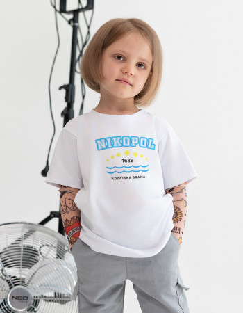 Футболка з тату-рукавами Дрейк Ukraine біла Nikopol