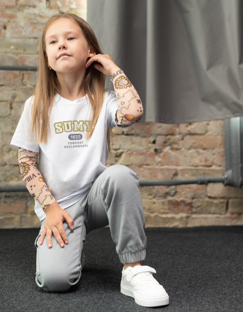 Футболка з тату-рукавами Дрейк Ukraine біла Sumy