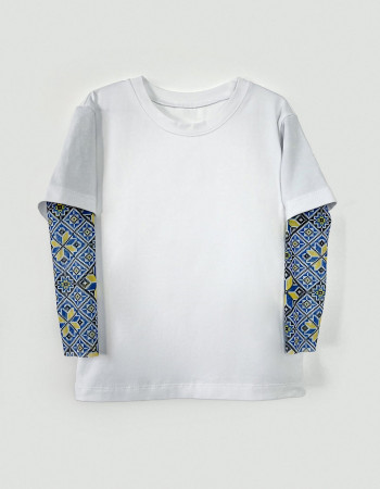 Футболка з тату-рукавами Дрейк Вишиванка біла