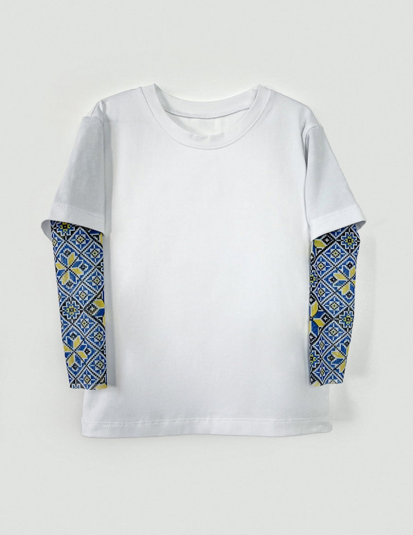 Футболка з тату-рукавами Дрейк Вишиванка біла