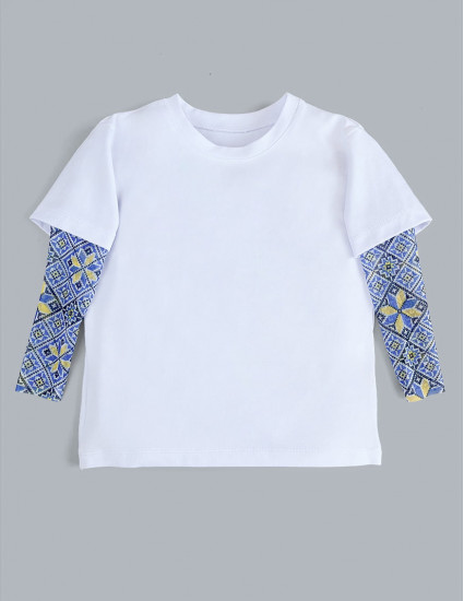 Футболка з тату-рукавами Дрейк Вишиванка біла