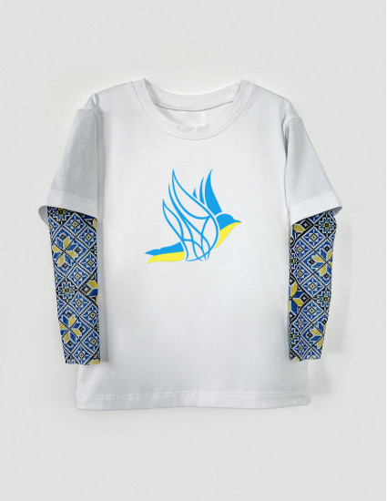 Футболка з тату-рукавами Дрейк Вишиванка біла Вільний птах