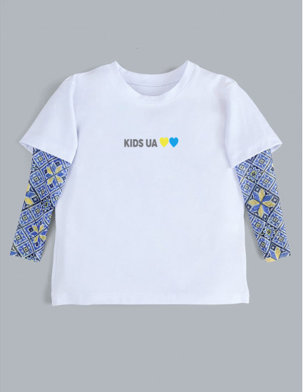 Футболка з тату-рукавами Дрейк Вишиванка біла Kids UA