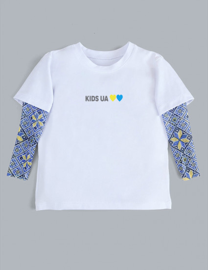 Футболка з тату-рукавами Дрейк Вишиванка біла Kids UA