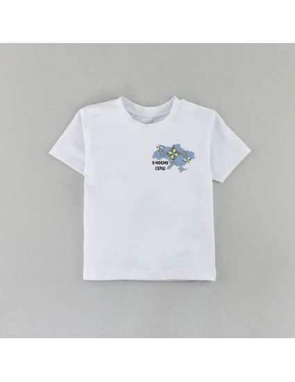 Футболка Овер біла Вишиванка Україна синьо-жовта