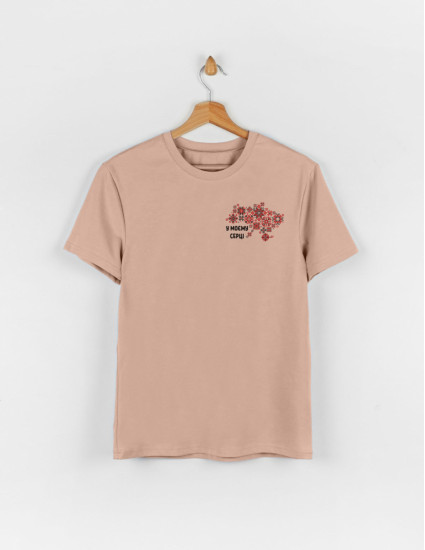 Футболка Овер для дорослого тілесна Українські мотиви червоно-чорні