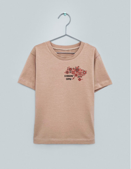 Футболка Овер тілесна Українські мотиви червоно-чорні