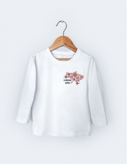 Лонгслив Лінк білий Українські мотиви червоно-чорні