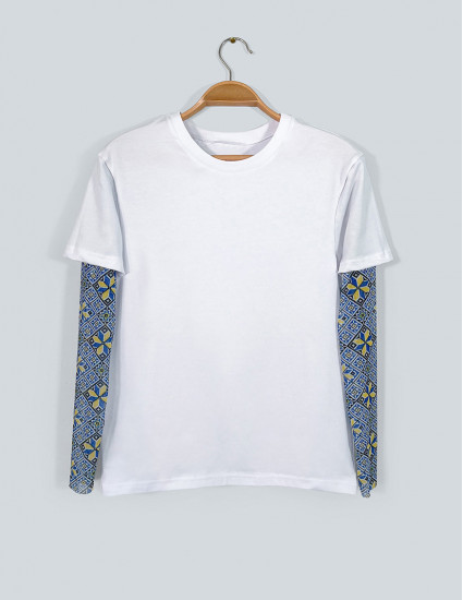 Футболка Дрейк чоловіча з тату-рукавами Вишиванка біла