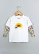 Футболка з тату-рукавами Дрейк Ukraine біла Sun Flower