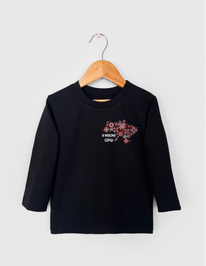 Лонгслив Лінк чорний Українські мотиви червоно-білі