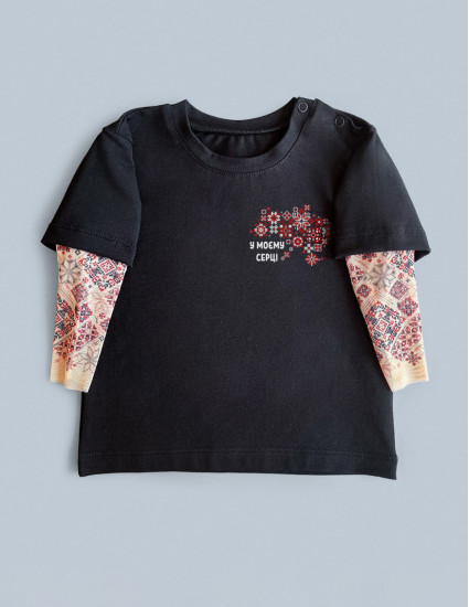 Футболка з тату-рукавами Дрейк Українські мотиви Українські мотиви червоно-білі