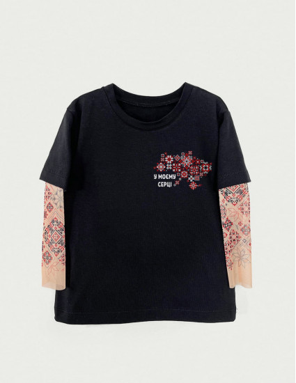 Футболка з тату-рукавами Дрейк Українські мотиви Українські мотиви червоно-білі