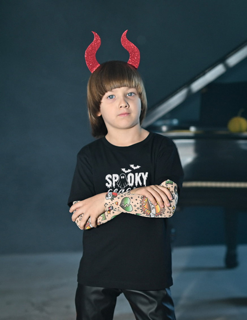 Футболка Дрейк з тату рукавами tattoo style Spooky Season Футболка Дрейк з тату рукавами tattoo style Spooky Season