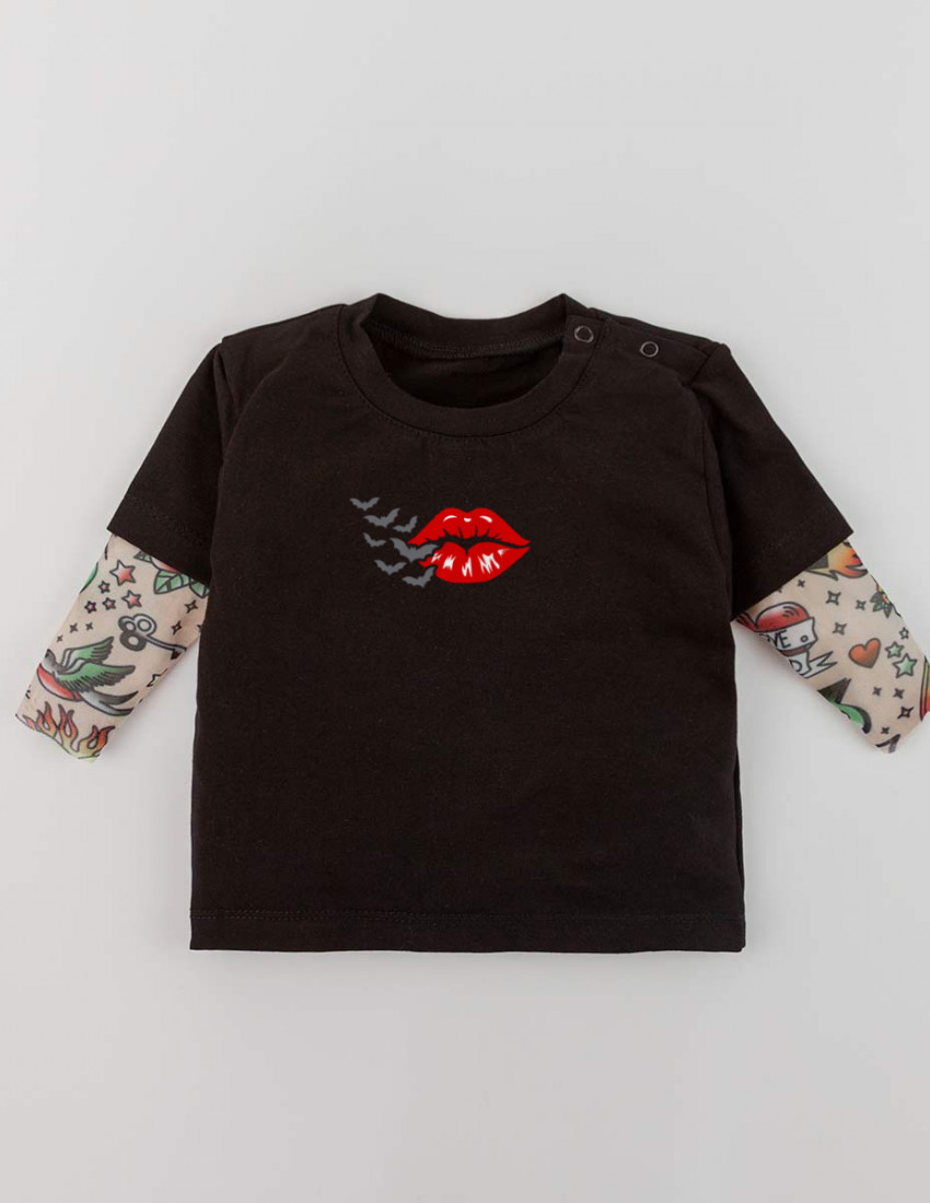 Футболка Дрейк з тату рукавами tattoo style Bat Kiss Футболка Дрейк з тату рукавами tattoo style Bat Kiss