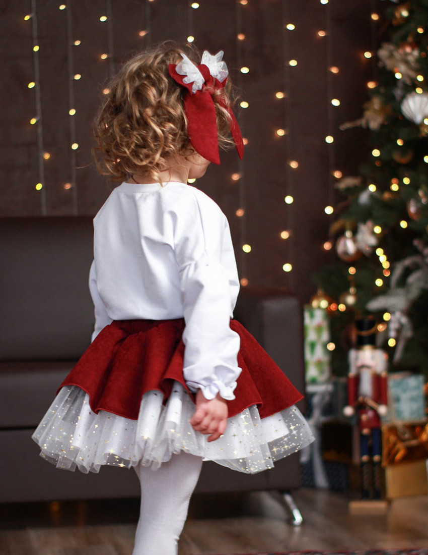 Спідниця Меррі бордова з білим