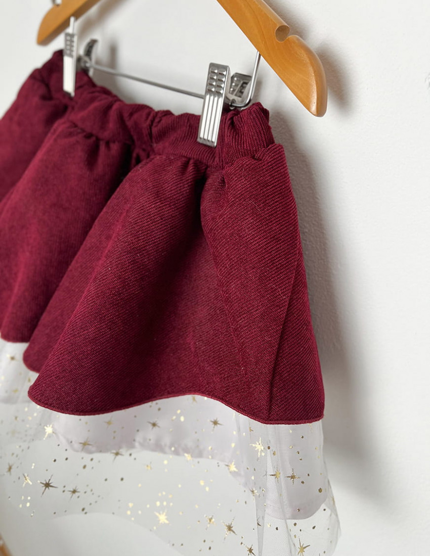 Спідниця Меррі бордова з білим