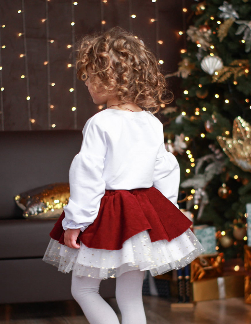 Спідниця Меррі бордова з білим