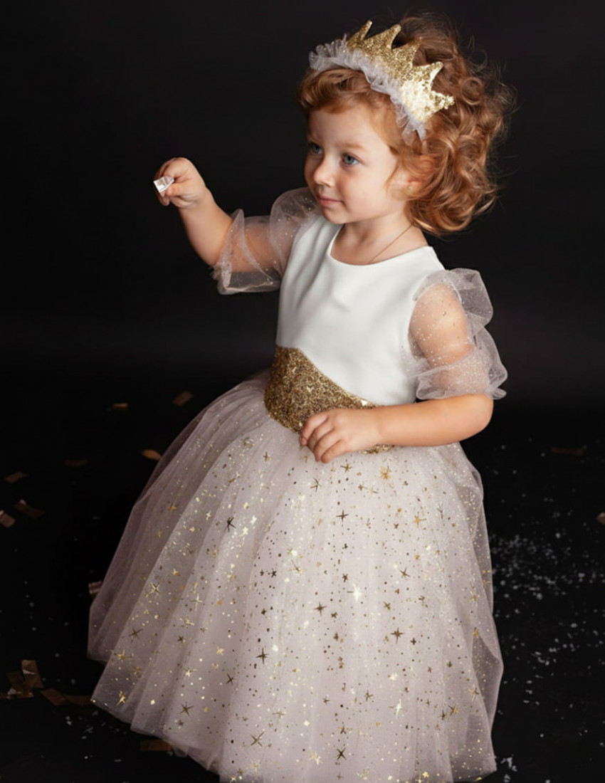 Сукня Еліза молочна з золотом