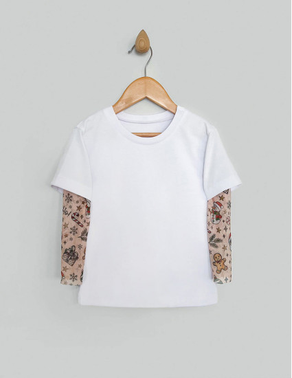 Футболка Дрейк з тату-рукавами Різдвяні історії біла