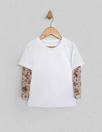 Футболка Дрейк з тату-рукавами Різдвяні історії біла