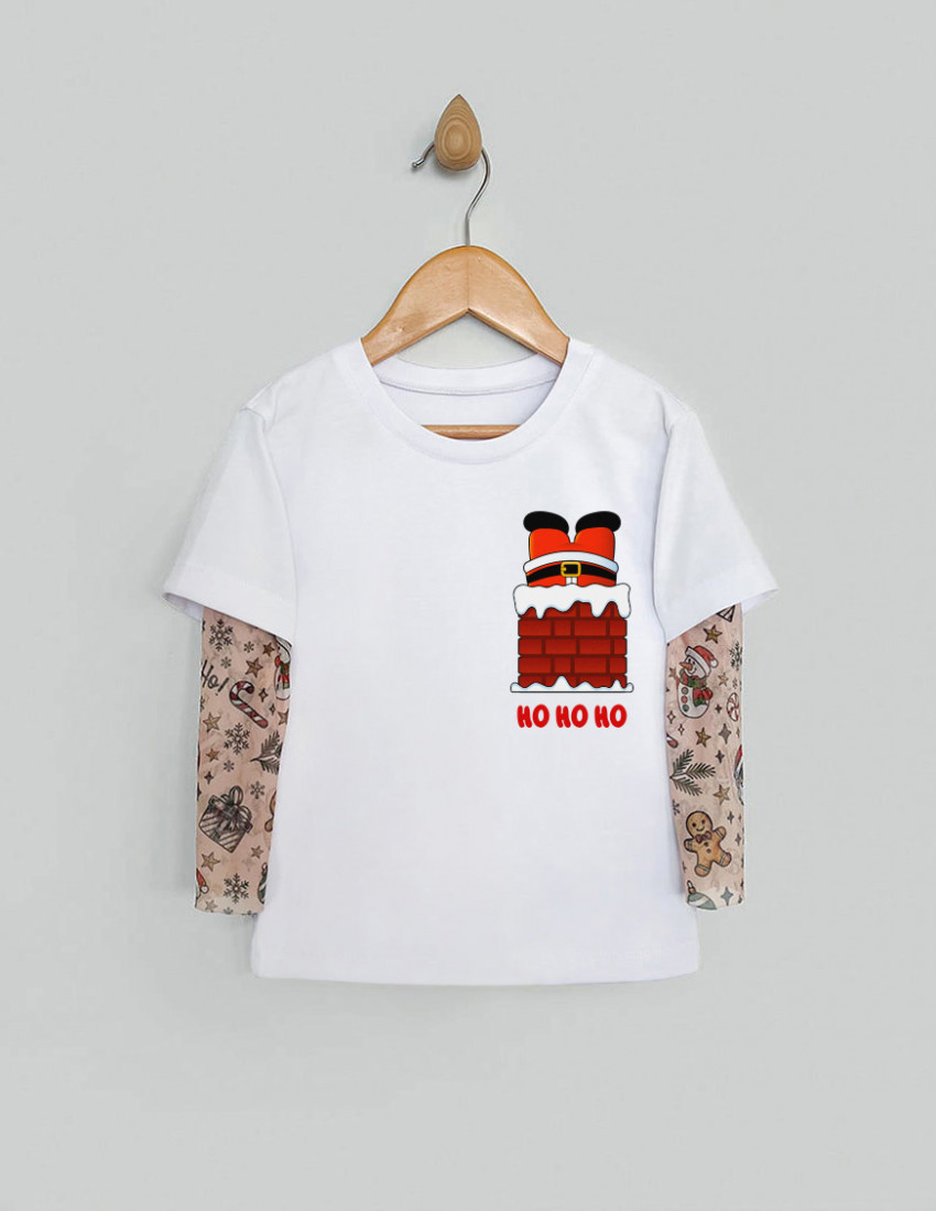 Футболка Дрейк з тату-рукавами Різдвяні історії біла Santa HO-HO-HO