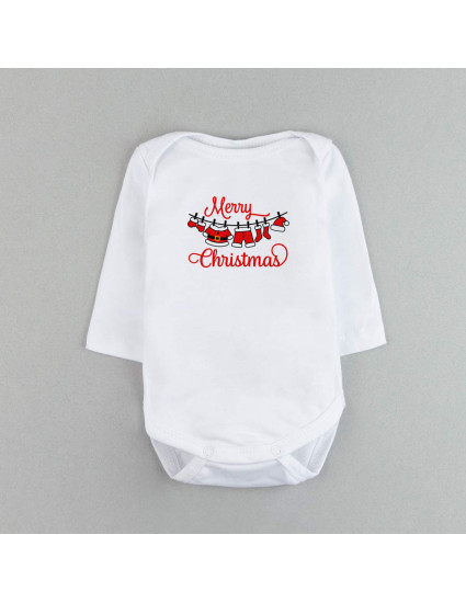 Боді білий з довгим рукавом Merry Christmas