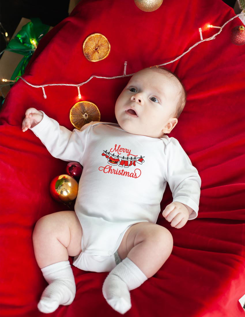 Боді білий з довгим рукавом Merry Christmas