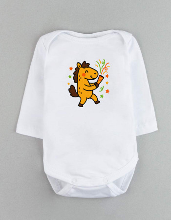 Боді білий з довгим рукавом Милий коник