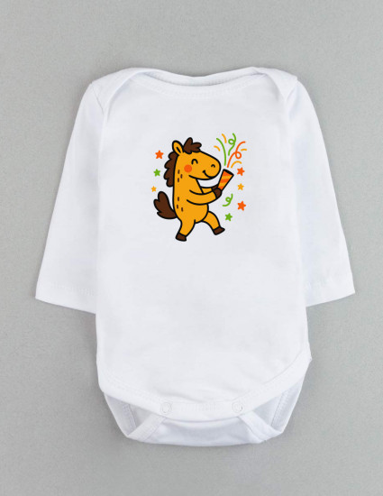 Боді білий з довгим рукавом Милий коник