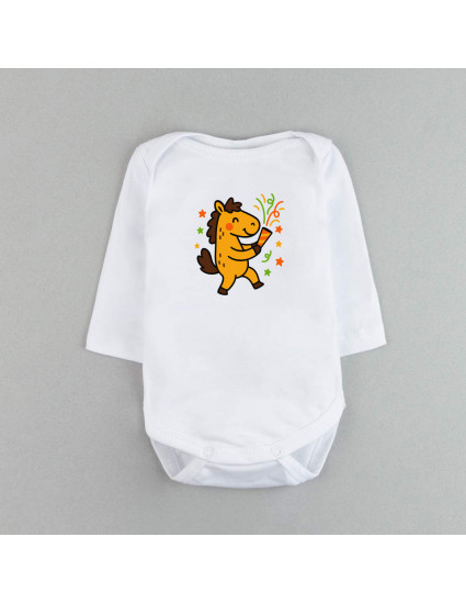 Боді білий з довгим рукавом Милий коник