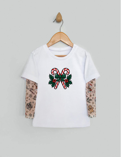 Футболка Дрейк з тату-рукавами Різдвяні історії біла Святкові ласощі