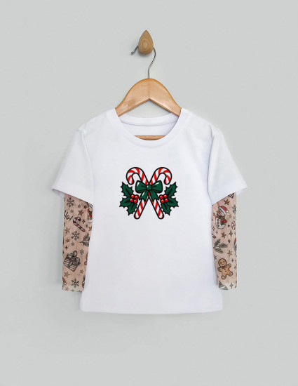 Футболка Дрейк з тату-рукавами Різдвяні історії біла Святкові ласощі