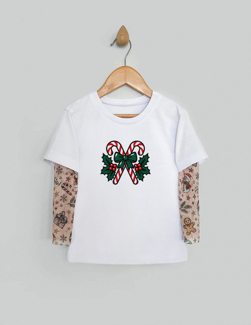 Футболка Дрейк з тату-рукавами Різдвяні історії біла Святкові ласощі