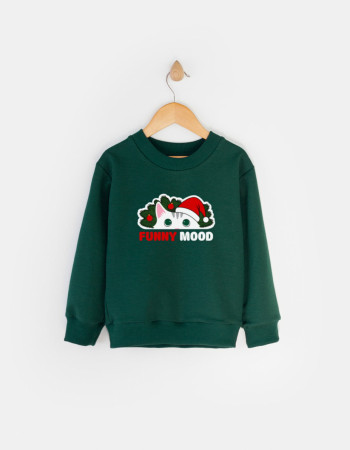 Світшот Джоуї темно-зелений Funny mood Різдвяний