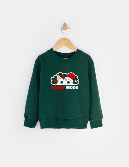 Світшот Джоуї темно-зелений Funny mood Різдвяний
