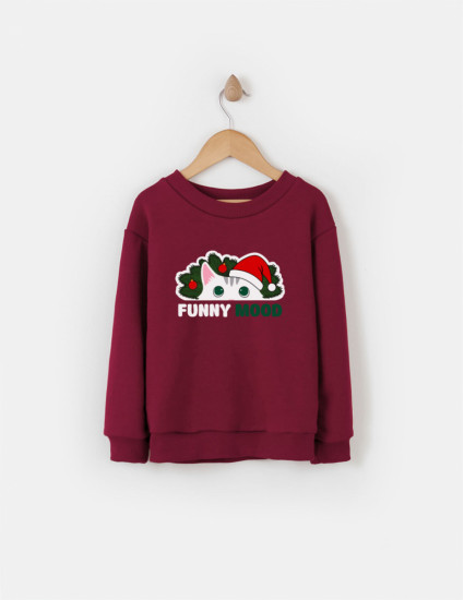 Світшот Джоуї бордовий Funny mood Різдвяний