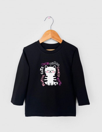 Лонгслив Лінк чорний Cute Kitty