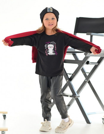 Лонгслив Лінк чорний Cute Kitty