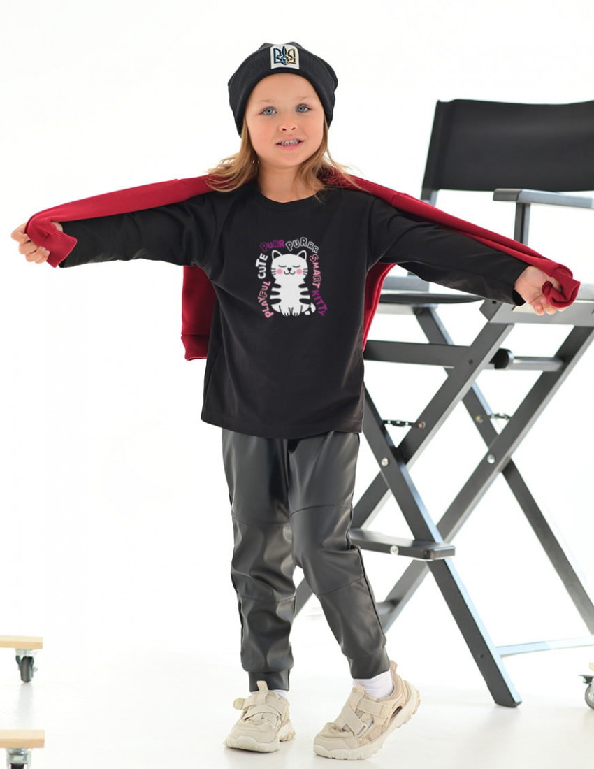 Лонгслив Лінк чорний Cute Kitty