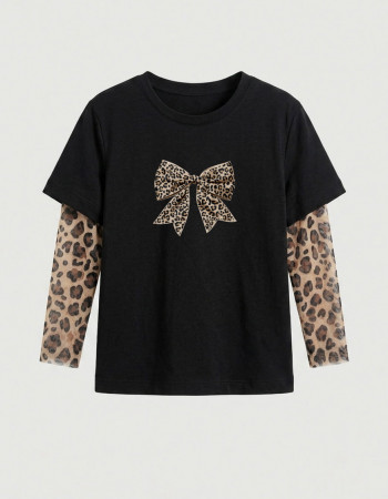 Футболка Дрейк з тату-рукавами Wild Бантик леопард