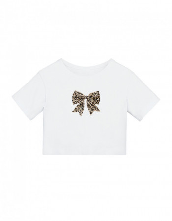 Футболка Дена біла Бантик леопард