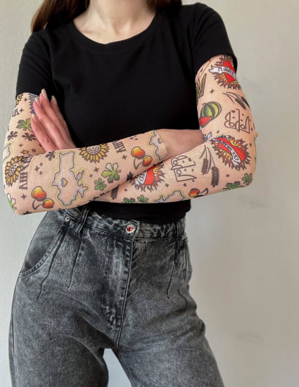 Футболка Дрейк з тату рукавами Ukraine жіноча